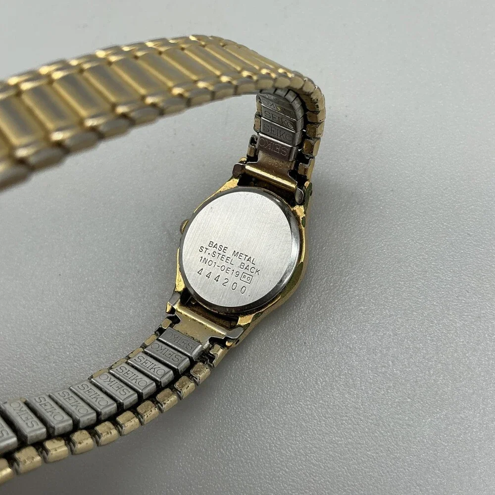 Vintage Seiko Womens Watch 20mm Gold Tone Stretch Band 1N01-0E19 New Battery
